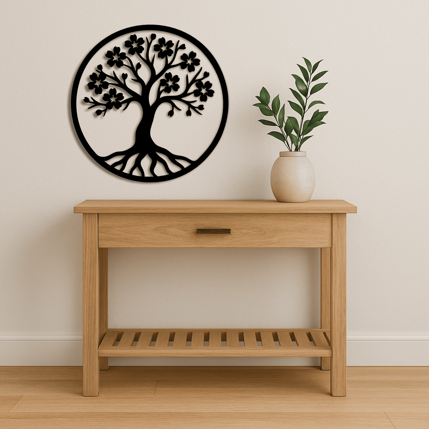Flowering tree of life wall art template