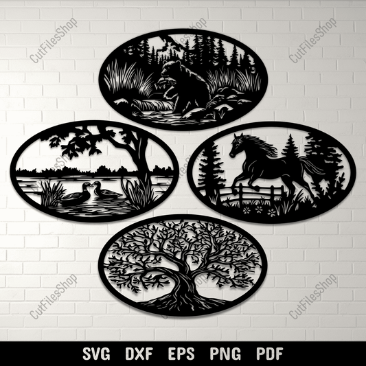 Nature scene SVG with trees and mountains