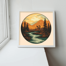 Load image into Gallery viewer, 3D Shadow Box, 3d deer Layered Svg, 3d Nature Scene Snadow Box, Multilayer Svg, Paper cut Template
