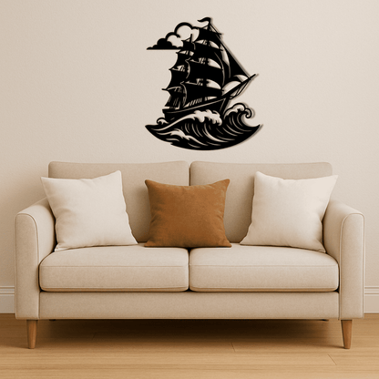 Pirate boat vector file for laser cutting