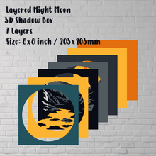 Load image into Gallery viewer, Moon 3D Layered Art, 3D Shadow Box Svg for Cricut, 3D Light Box Crafts, dxf for Silhouette, laser cut files for plywood, svg for cardstock, paper cut svg
