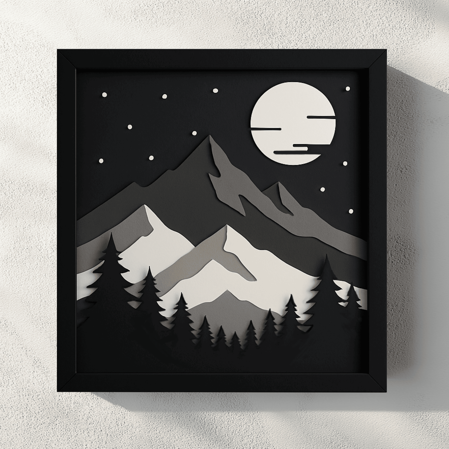 laser cut mountain shadow box design