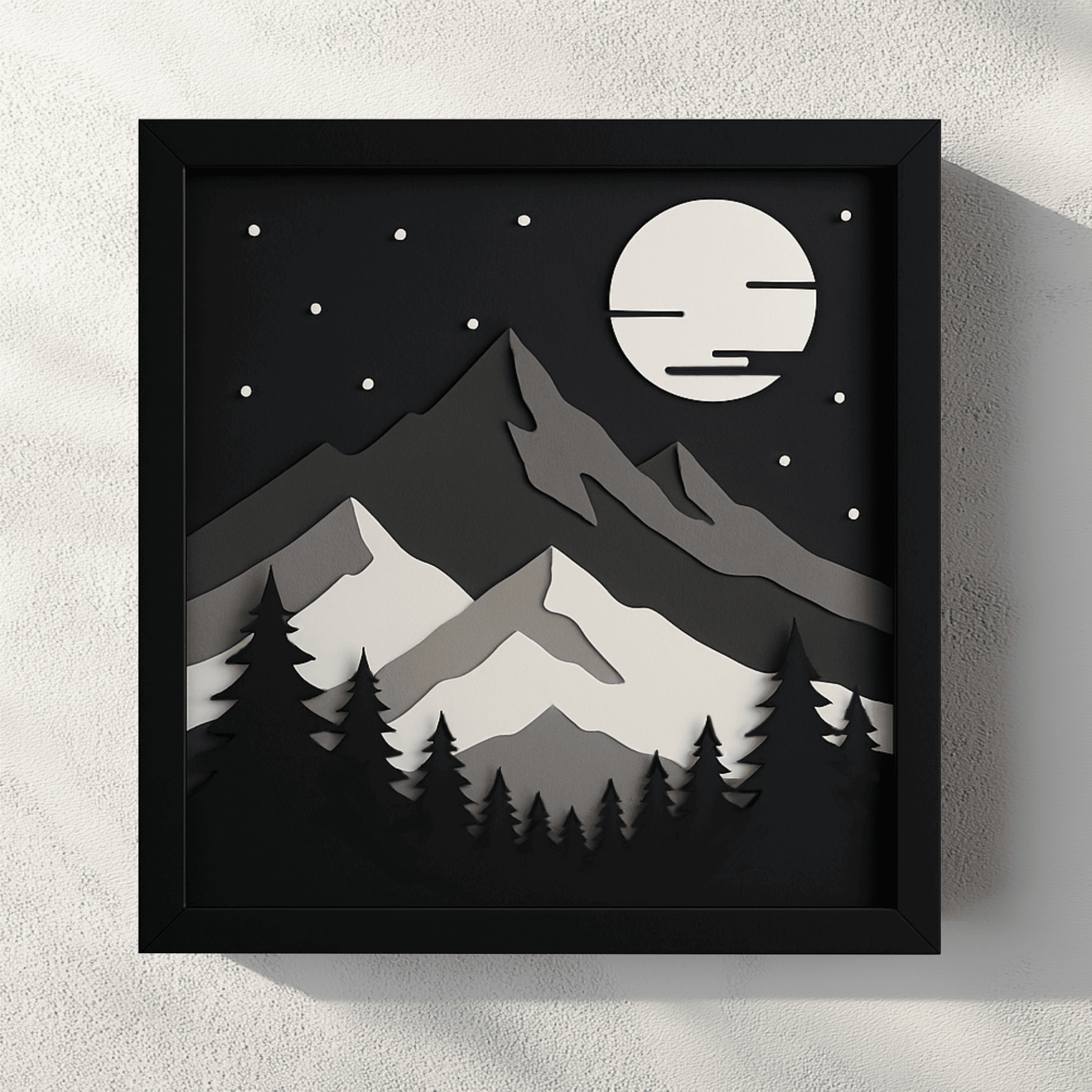 laser cut mountain shadow box design