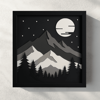 laser cut mountain shadow box design
