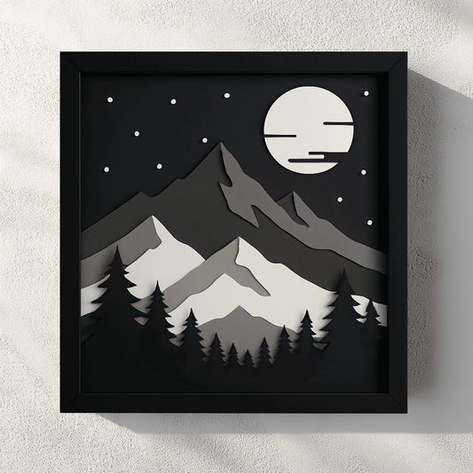 laser cut mountain shadow box design