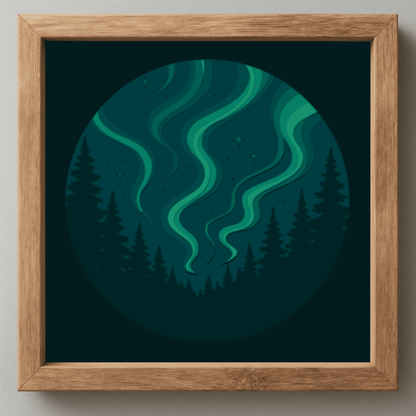 aurora borealis layered svg shadow box design