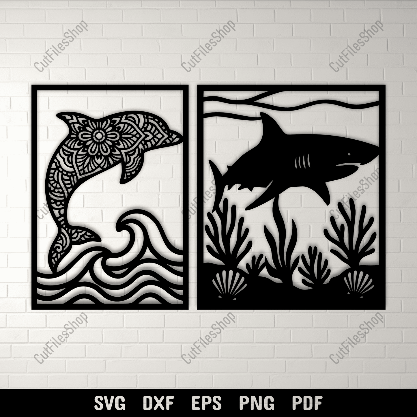 Dolphin shark SVG DXF EPS PNG for Cricut, laser cutting, CNC and sublimation