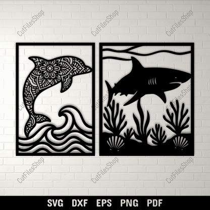 Dolphin shark SVG DXF EPS PNG for Cricut, laser cutting, CNC and sublimation