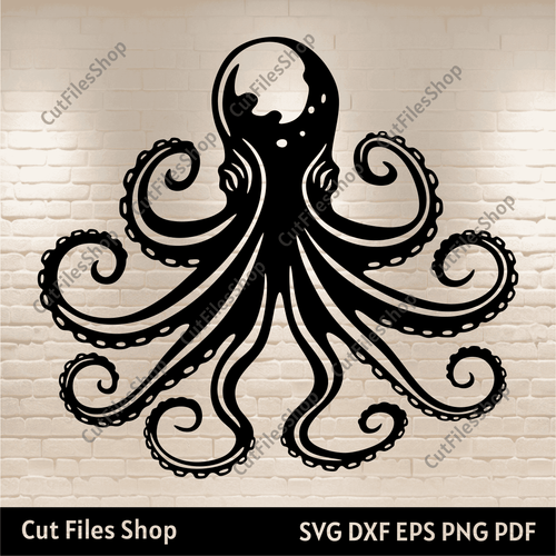 Octopus cutting files, Octopus svg for Cricut, Octopus dxf for Laser cut, Cnc router files, free svg files, sea animals svg, ocean animals svg, sea life svg