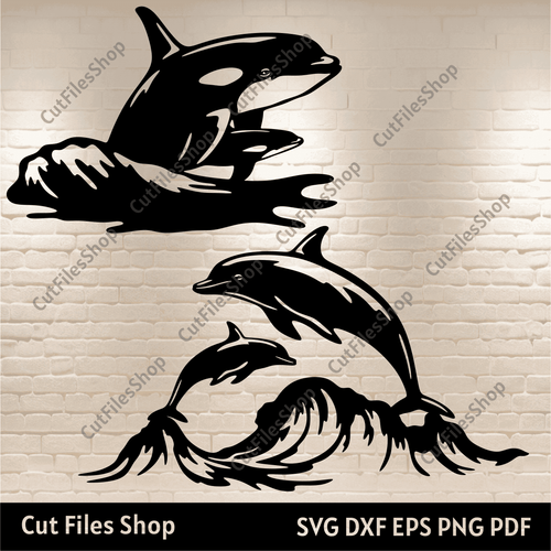 Dolphin svg, Orca svg, Sea svg for Cricut, Dxf files for Laser, Cnc Plasma cut, Cnc router files, cutting machine files, dxf for metal decor, dxf for plywood, cut files, how download svg files, where download svg dxf files, dxf for your project, sea animals svg, ocean animals svg