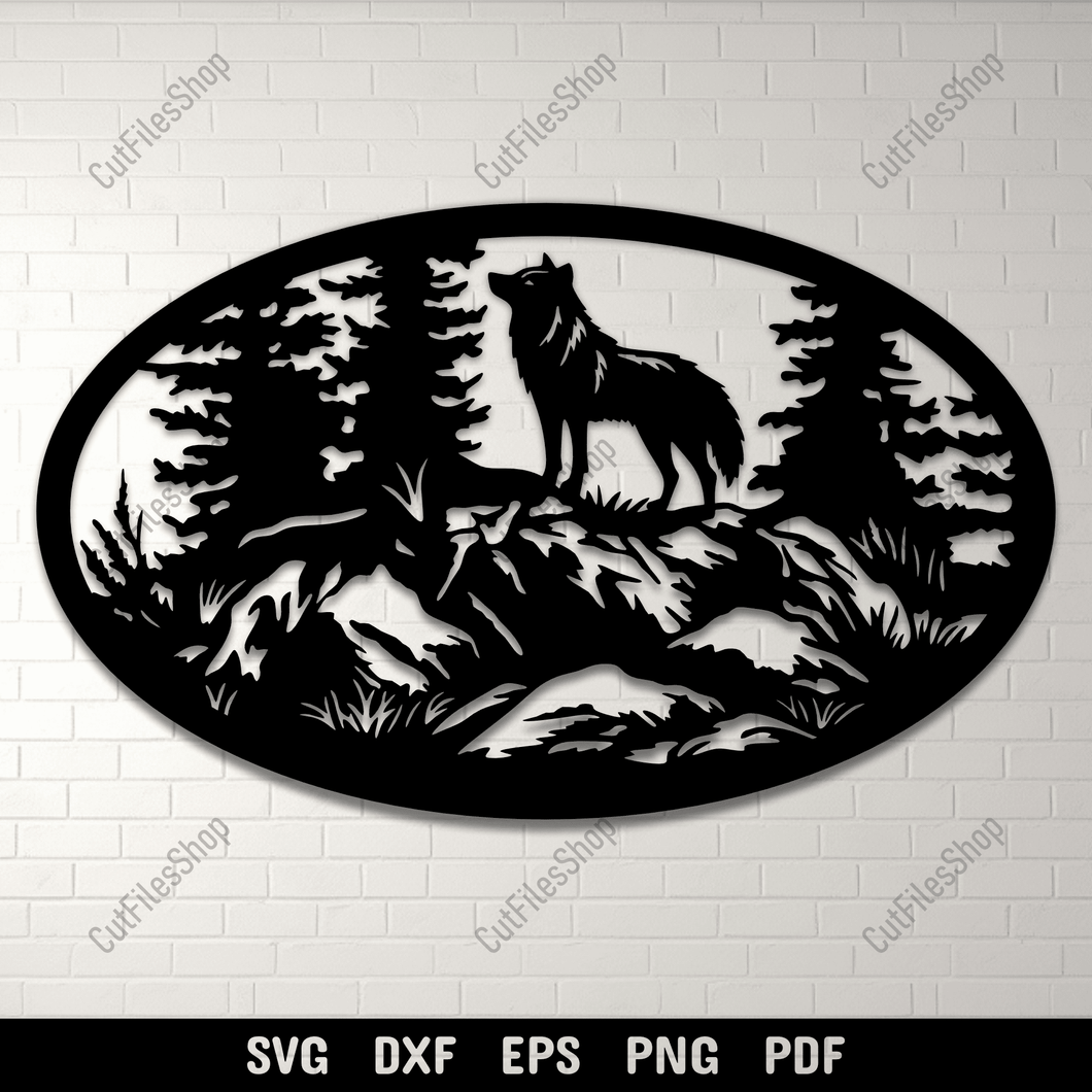 Wolf in oval frame SVG design