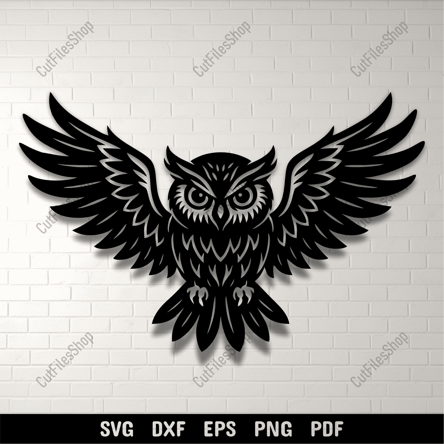 Owl silhouette with spread wings SVG design