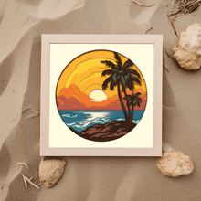 Load image into Gallery viewer, 3D Beach Shadow Box Templates SVG, Light box diy, Cutting files, 3D Wave layered svg, Dxf for Silhouette, Dxf for laser cut, CNC cutting machine, Cardstock svg, 3d palms shadow box
