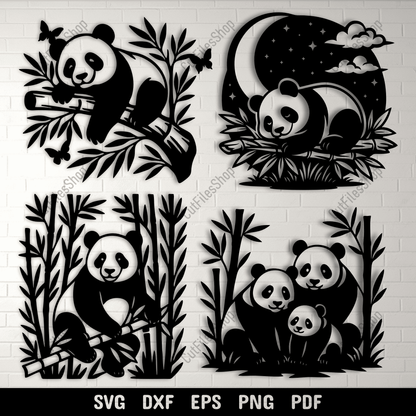 Cute panda eating bamboo SVG design