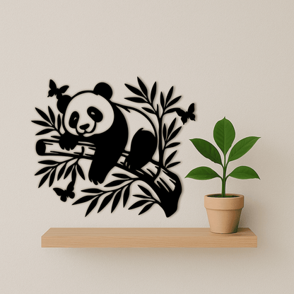 Sleeping panda under moon silhouette cut file