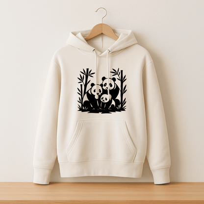 Panda sitting in bamboo forest SVG