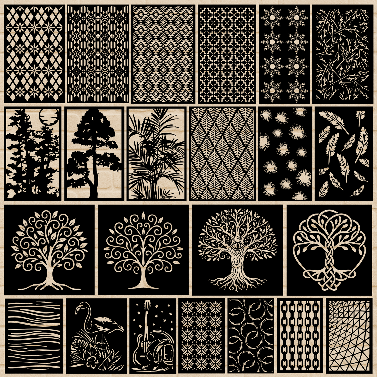 Decorative panel designs SVG DXF for xTool, Silhouette and CNC projects