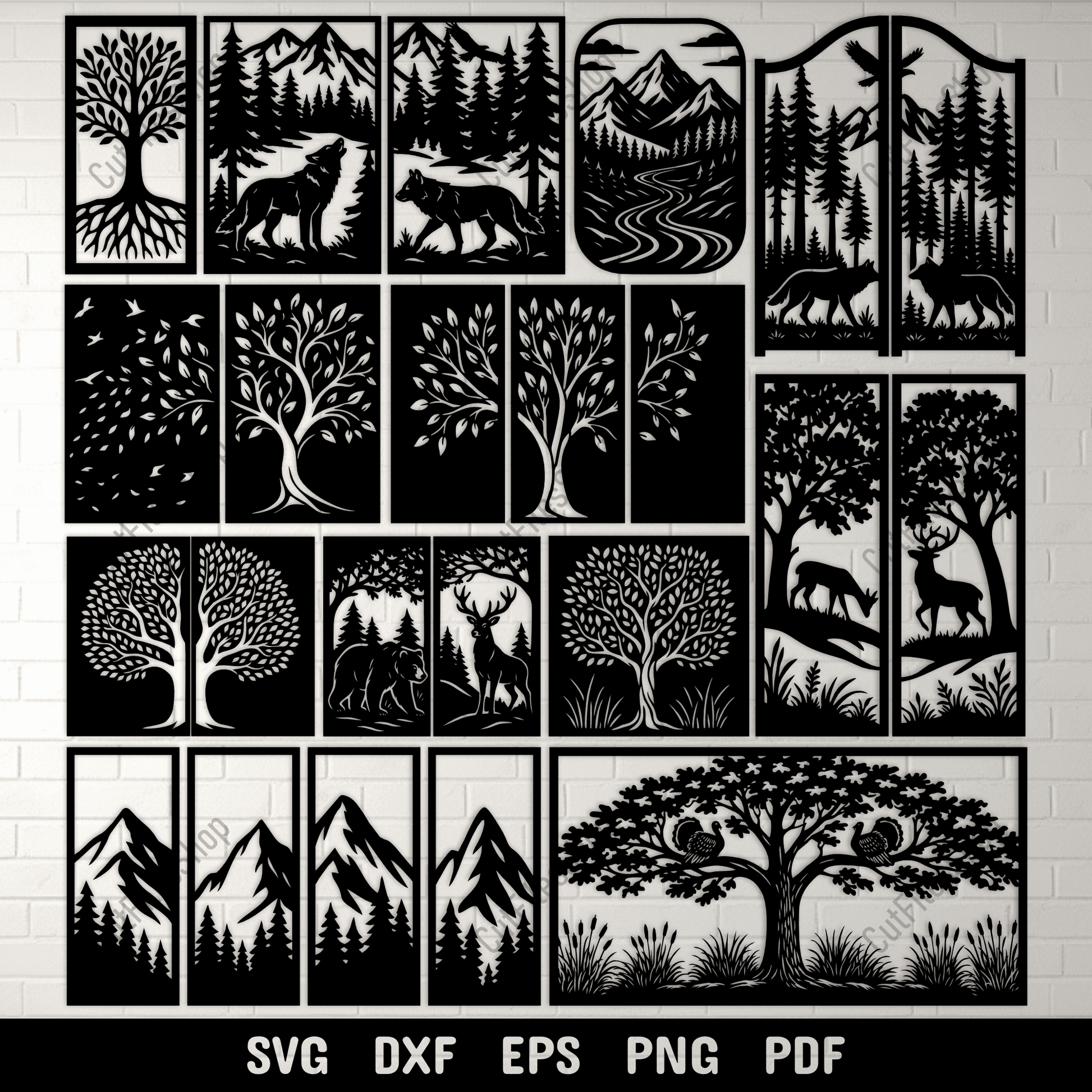 Nature Panel SVG DXF EPS PNG bundle for laser cutting, CNC and plasma