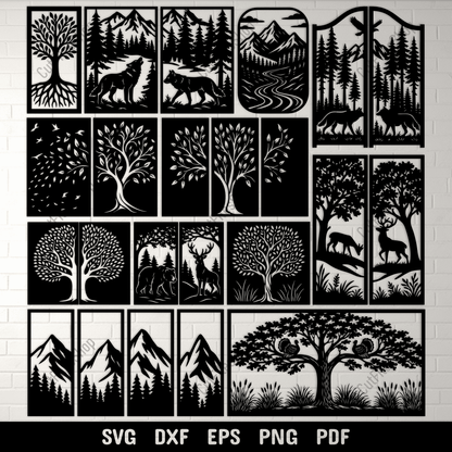 Nature Panel SVG DXF EPS PNG bundle for laser cutting, CNC and plasma