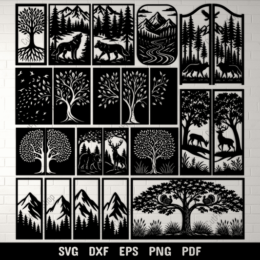 Nature Panel SVG DXF EPS PNG bundle for laser cutting, CNC and plasma
