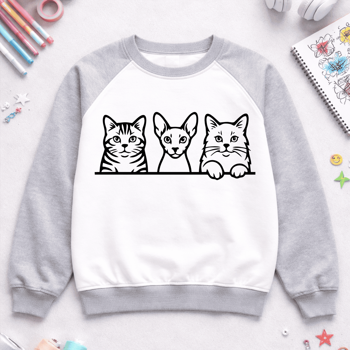 cat sticker and t shirt design