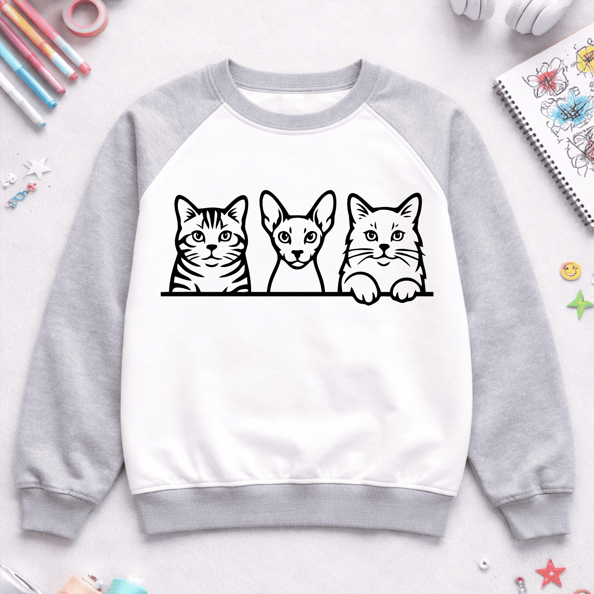 cat sticker and t shirt design