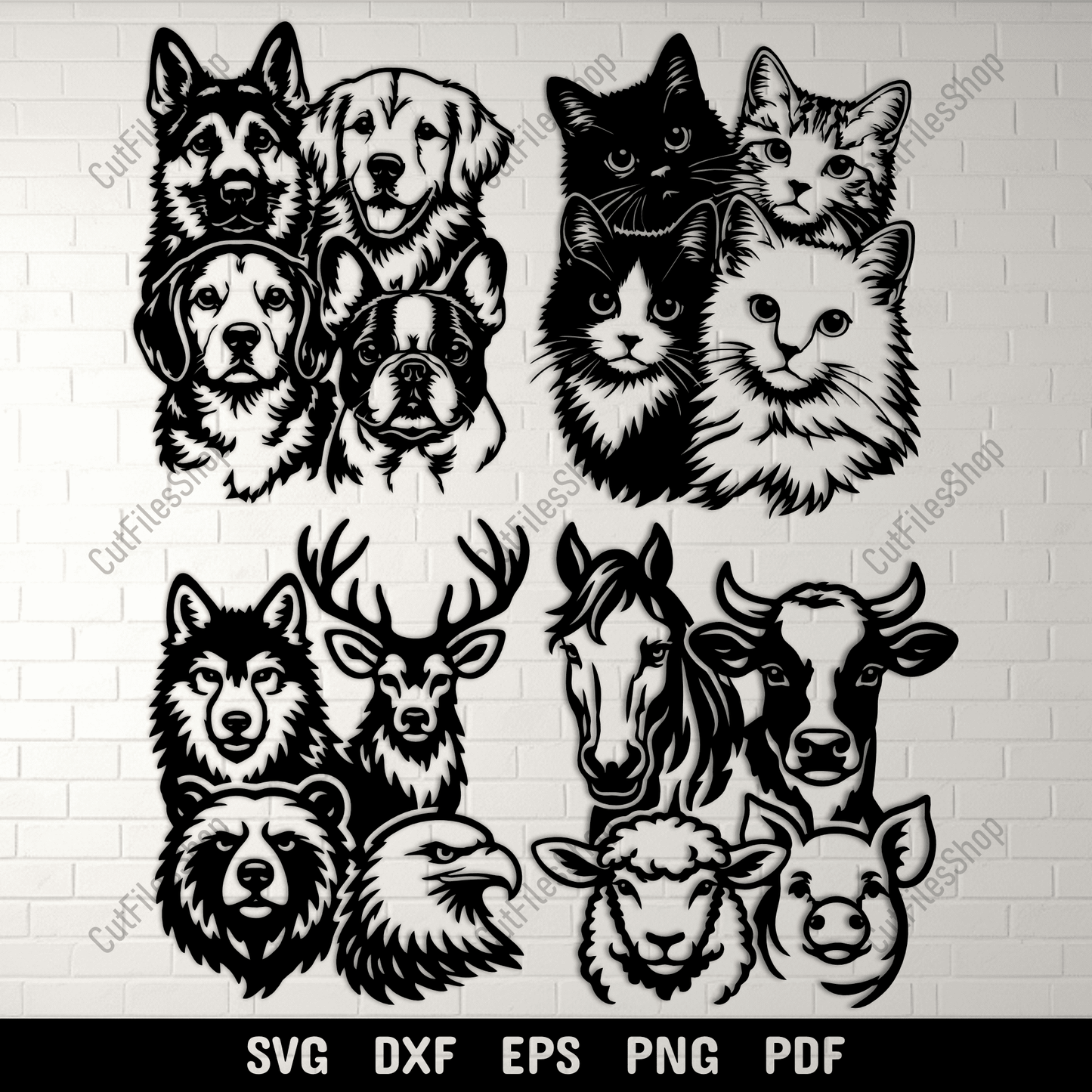 Animal Face SVG DXF EPS PNG for CNC laser and plasma cutting