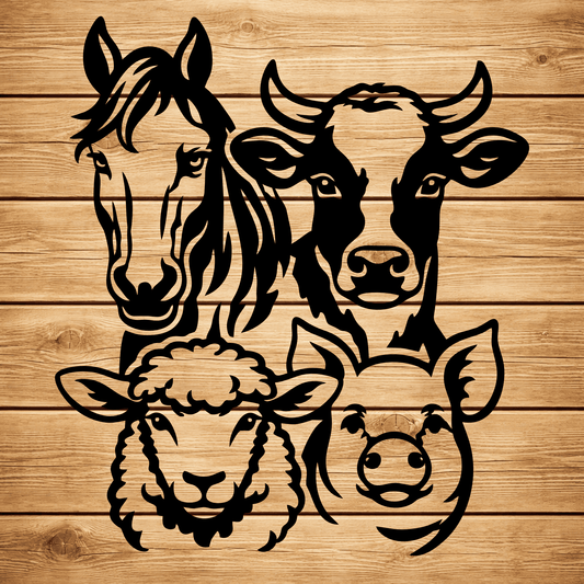 Farm animal SVG DXF vector for laser engraving