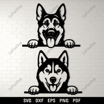 Peeking dog SVG DXF EPS PNG for Cricut, laser cutting, CNC and sublimation