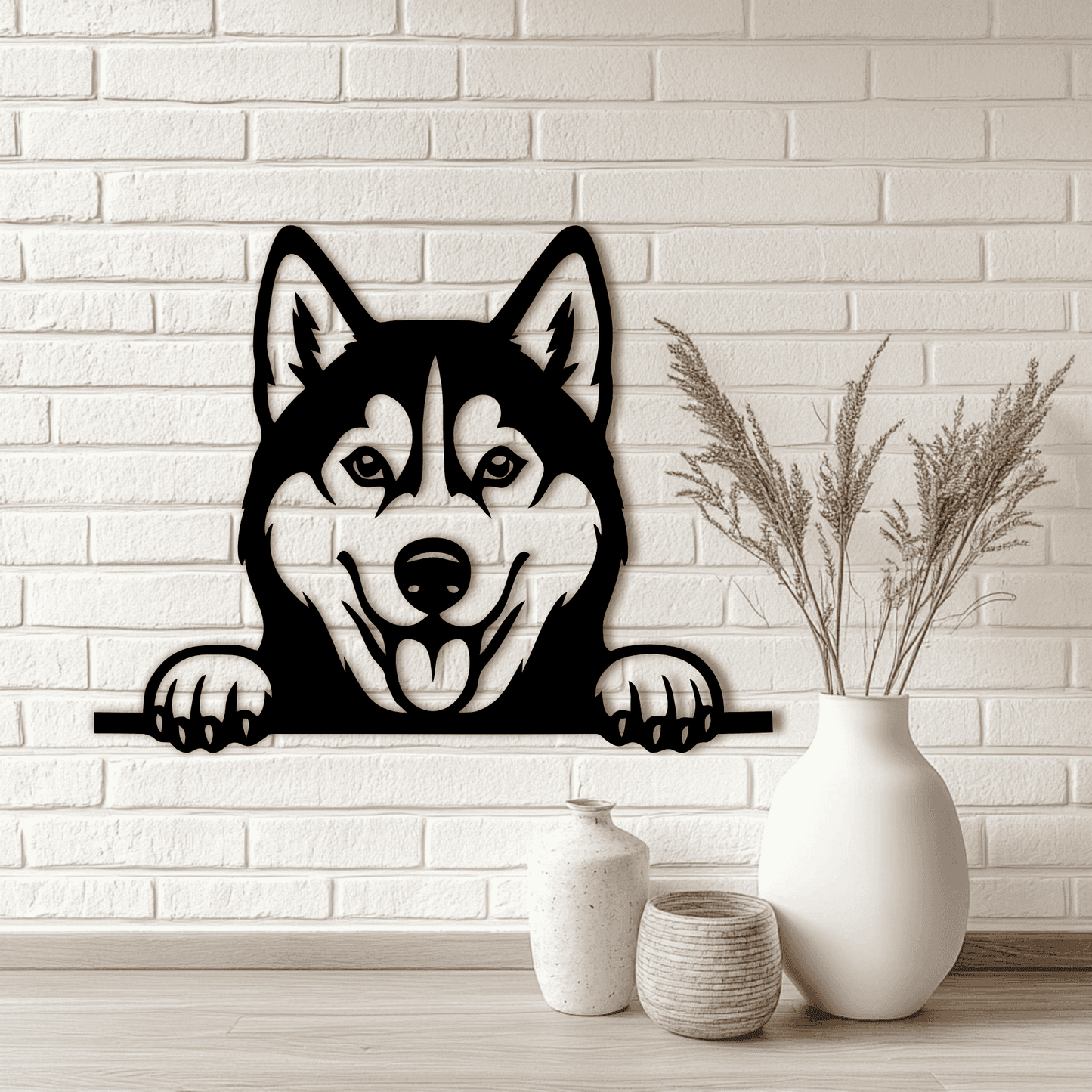 Husky and shepherd peeking dog SVG PNG for CNC plasma and wall art