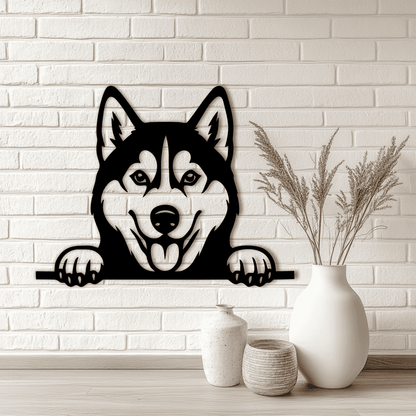 Husky and shepherd peeking dog SVG PNG for CNC plasma and wall art