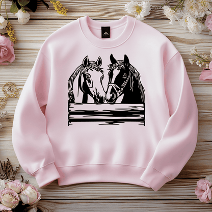 DIY Sweatshirt print: Peeking Horses SVG & DXF for CNC, Cricut, Sublimation, DTF print