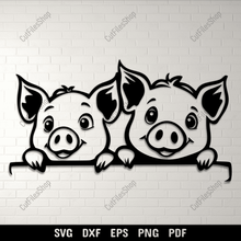Load image into Gallery viewer, Peeking Piggy SVG for Cricut &amp; Silhouette, Laser Engraving and Sublimation Files
