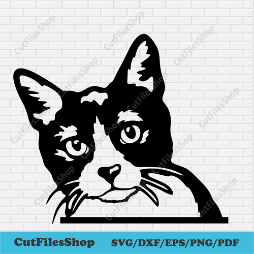 Peeking cat svg for Cricut, Sublimation cat, Silhouette peeking cat, Cat dxf for Laser cut, Craft files, free dxf files, cut files shop, svg files, Sublimation svg art, free cutting files, cat t-shirt design