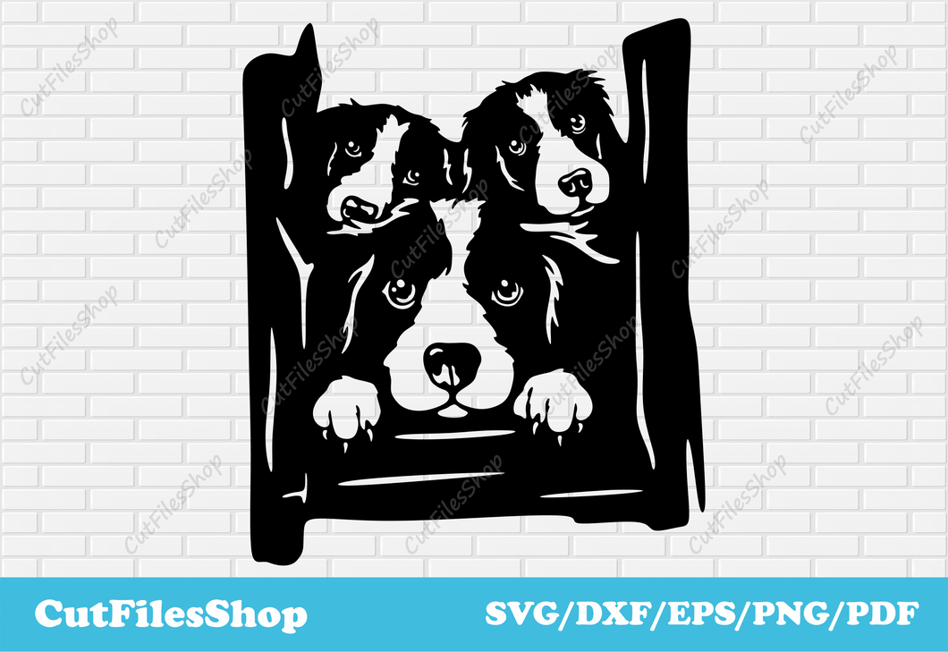 Peeking dogs SVG, Pets Cutting files, DXF files For Laser Cut, Png for Sublimation, Cute Animals svg, t-shirt design, free svg files, download dxf files, vector graphics, png for web design, collie dogs svg, peeking animals dxf