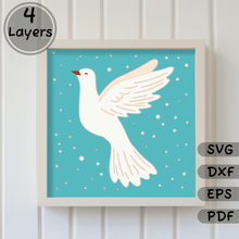 Load image into Gallery viewer, Layered Pigeon Bird Shadow Box SVG, DXF for Silhouette, Cardstock Paper Art, Shadow Box Craft, Unique Wedding gift DIY
