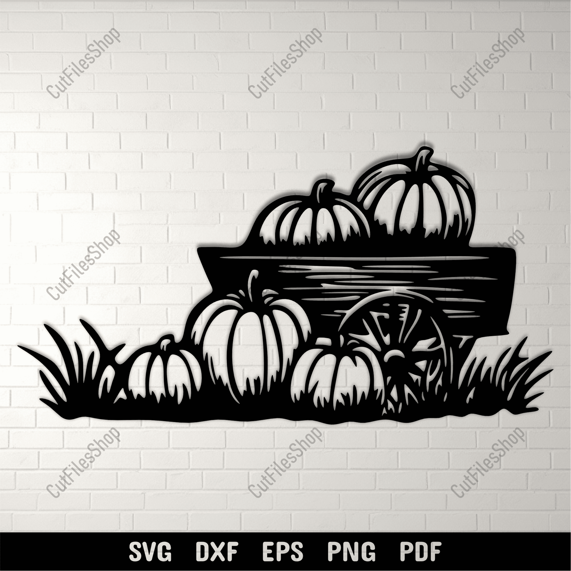 Pumpkin cart SVG fall harvest cutting file for Cricut