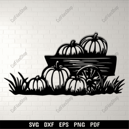 Pumpkin cart SVG fall harvest cutting file for Cricut