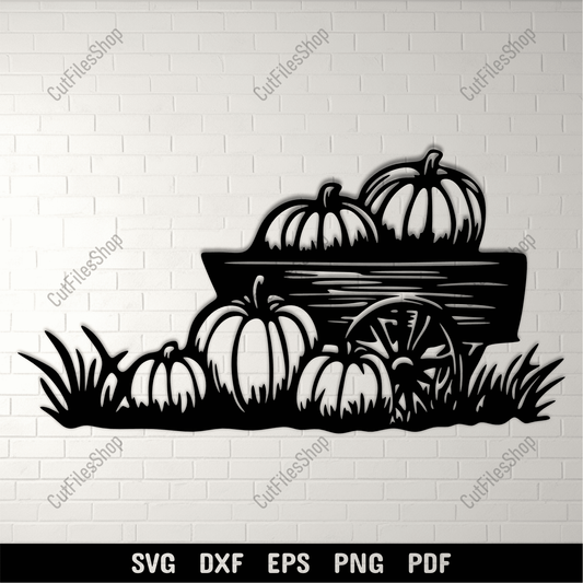 Pumpkin cart SVG fall harvest cutting file for Cricut