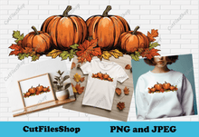Load image into Gallery viewer, Png pumpkins for Sublimation, T-shirt png design, jpeg files for scrapbooks, Clipart png, fall png, transparent png pumpkins
