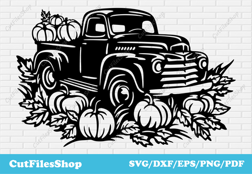 Retro fall scene dxf for laser cut, retro pickup truck svg for cricut, png for t shirt design, fall pumpkins svg, retro truck dxf, retro pickup svg, wintage fall svg, retro truck with pimpkins svg, funny fall svg