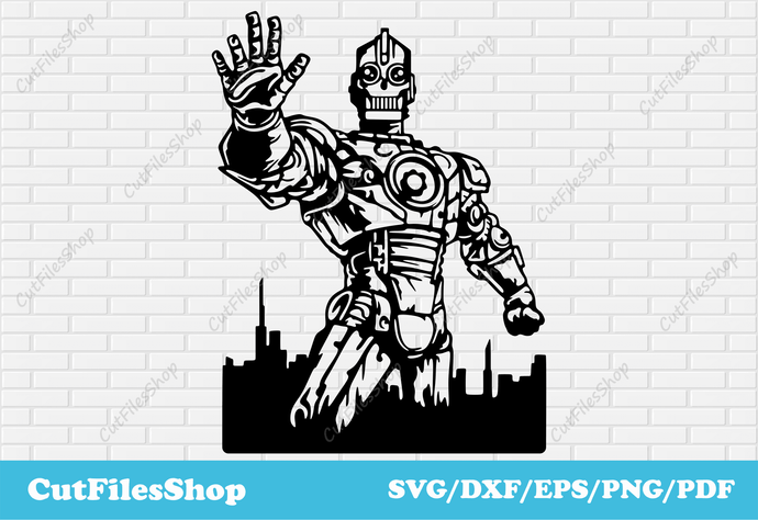 Robot vector for t shirt design, robot svg file for cricut, png for sublimation, silhouette art, fantasy svg files, dxf cut files, city dxf for plasma, town svg for cricut, vector art for shirts, svg for sweatshirt, cutting files, svg files, dxf files, pdf files