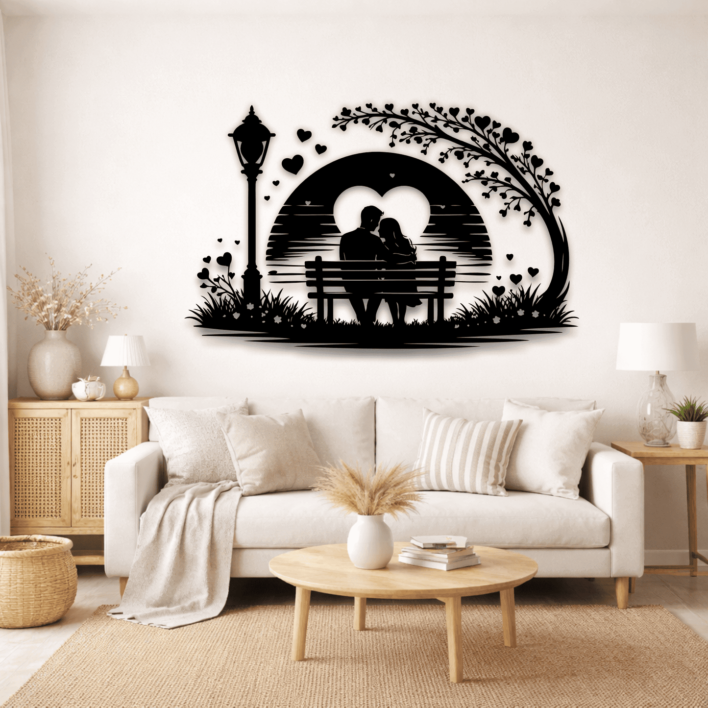 Couple sitting on bench love scene SVG DXF for xTool, Silhouette and laser projects