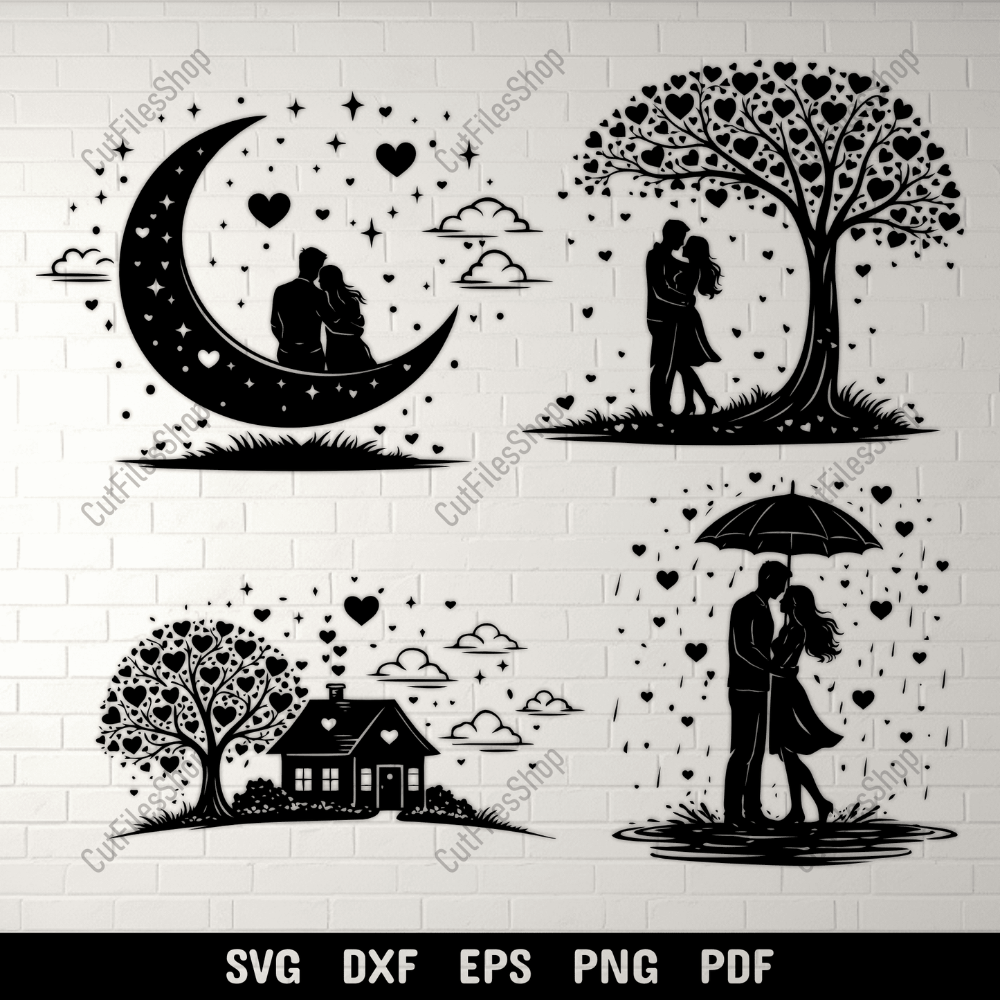 valentine love couple svg silhouette bundle