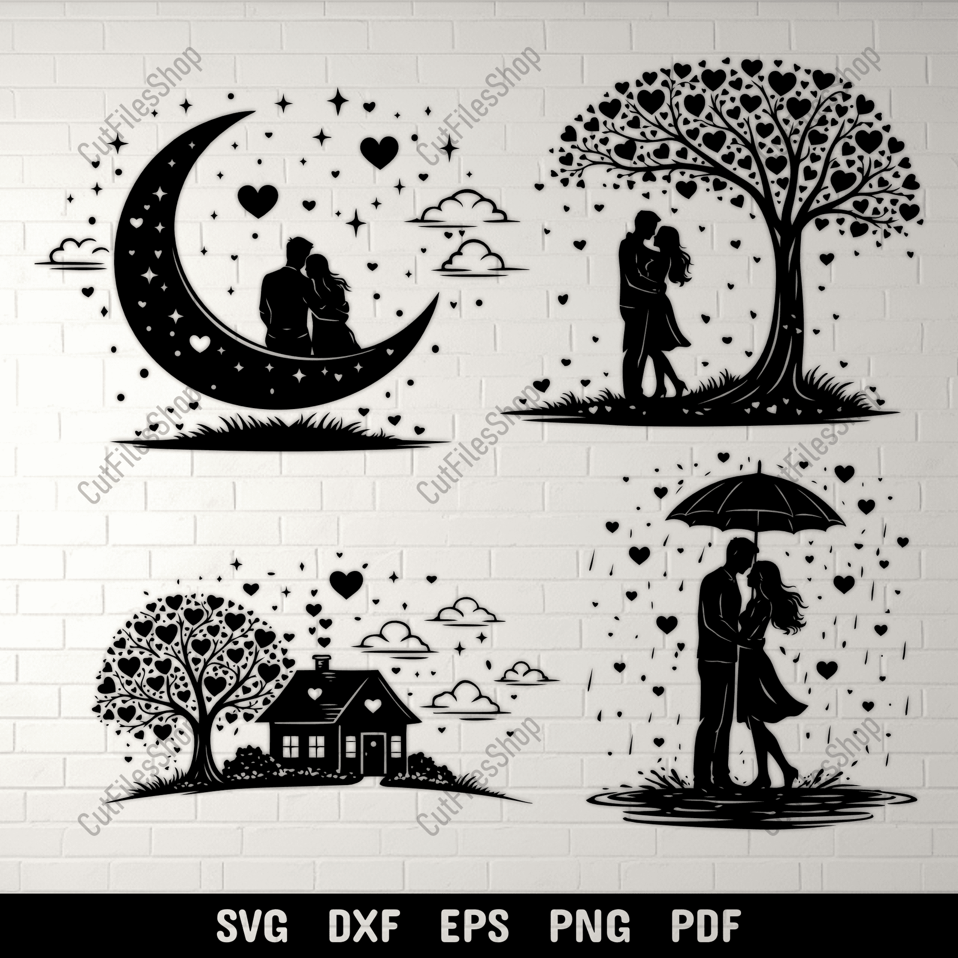 valentine love couple svg silhouette bundle