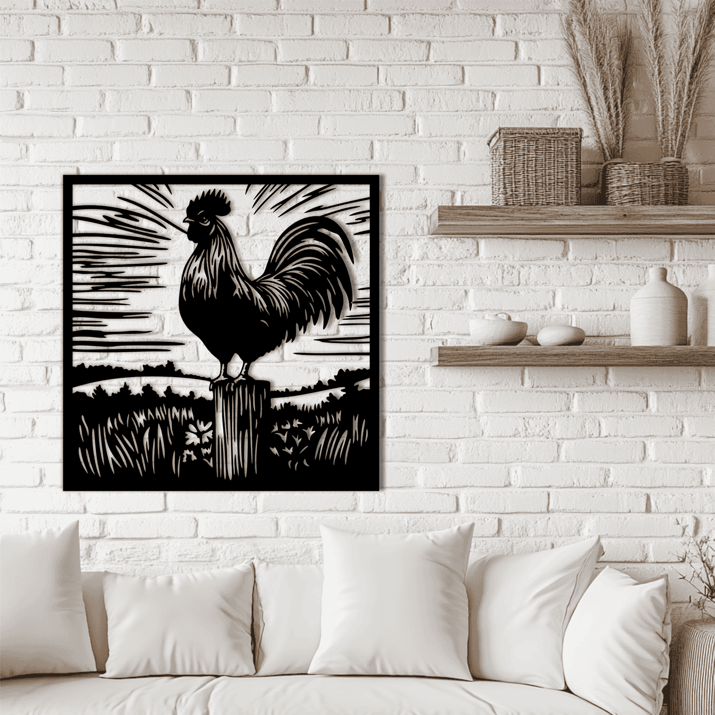 Farmhouse rooster silhouette cut file