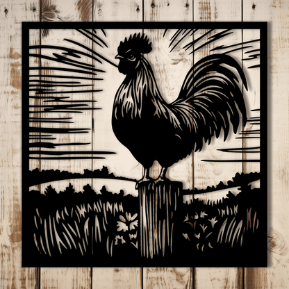 Rustic rooster wall art template