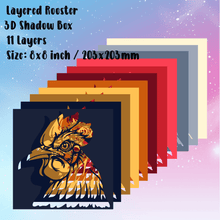 Load image into Gallery viewer, Rooster 3D Shadow Box SVG, Layered SVG for Cricut, DXF Silhouette, Laser Cut, DIY Home Decor, Papercut Template - Cut Files Shop
