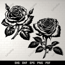 Load image into Gallery viewer, Roses SVG for Cricut Project, Silhouette Rose Cut Files, DXF for CNC Laser, DIY Wall Art
