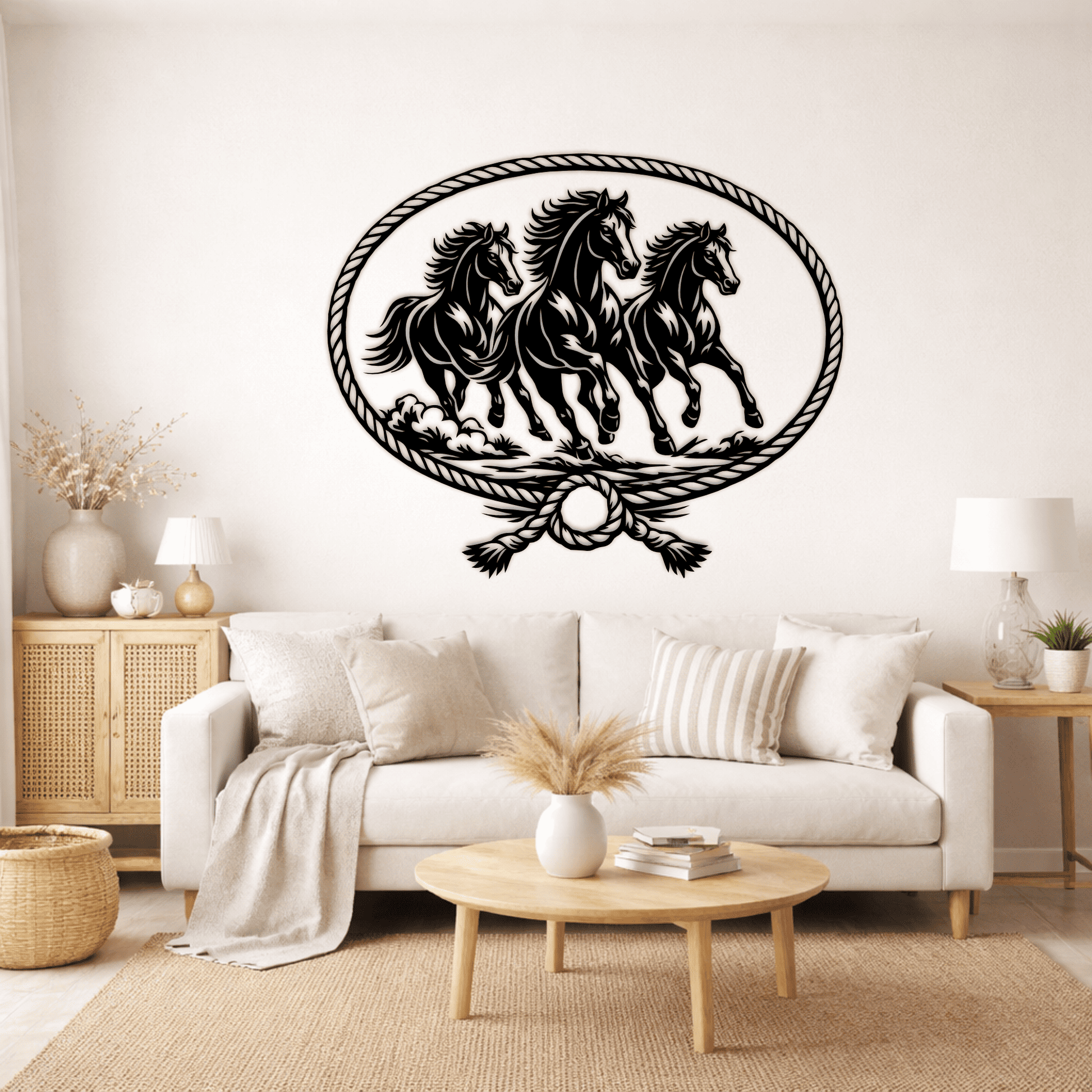 Running horses cnc plasma cut metal art